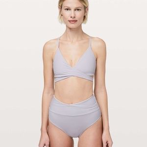 LULULEMON Tied To Tide High Waist Silver Lilac Bikini Bottoms S